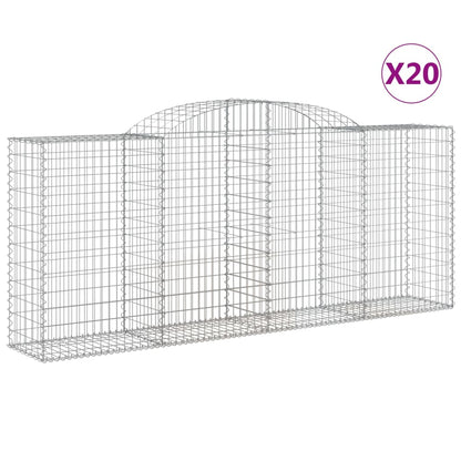Gabionen mit Hochbogen 20 Stk 300x50x120/140cm Verzinktes Eisen