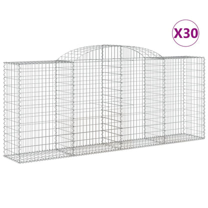 Gabionen mit Hochbogen 30 Stk 300x50x120/140cm Verzinktes Eisen