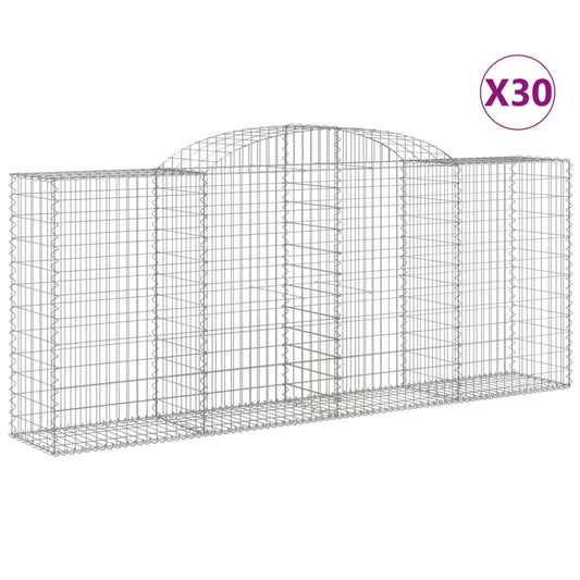 Gabionen mit Hochbogen 30 Stk 300x50x120/140cm Verzinktes Eisen