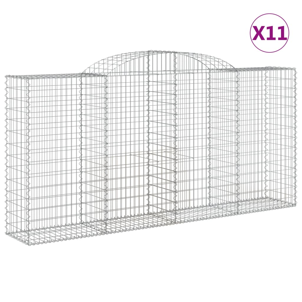 Gabionen mit Hochbogen 11 Stk 300x50x140/160cm Verzinktes Eisen