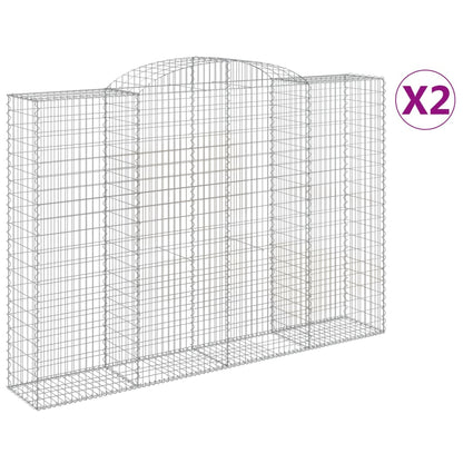 Gabionen mit Hochbogen 2 Stk. 300x50x200/220cm Verzinktes Eisen