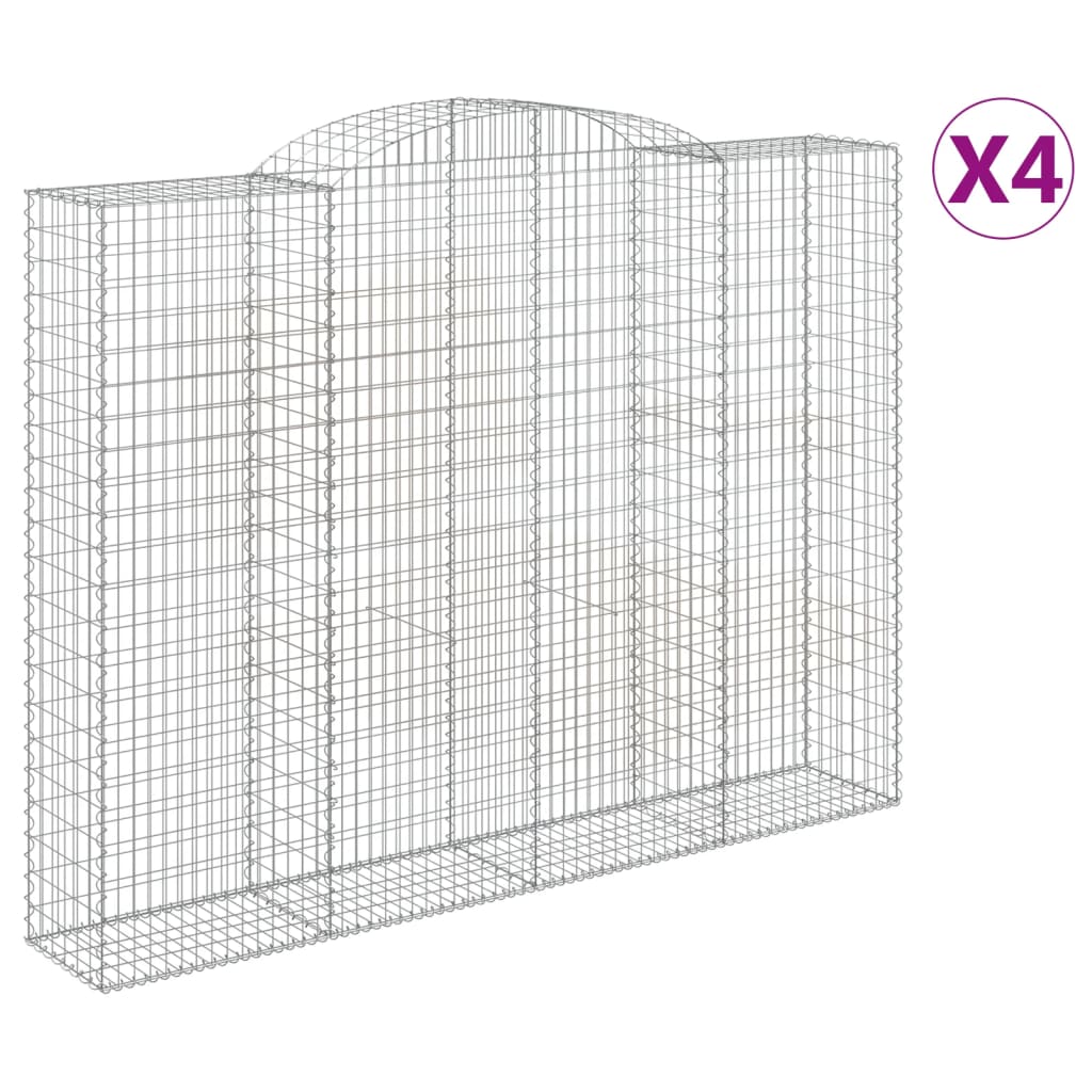 Gabionen mit Hochbogen 4 Stk. 300x50x220/240cm Verzinktes Eisen