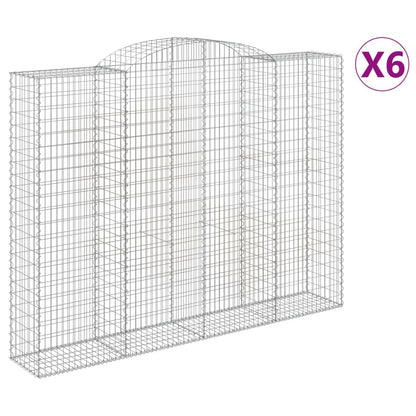 Gabionen mit Hochbogen 6 Stk. 300x50x220/240cm Verzinktes Eisen