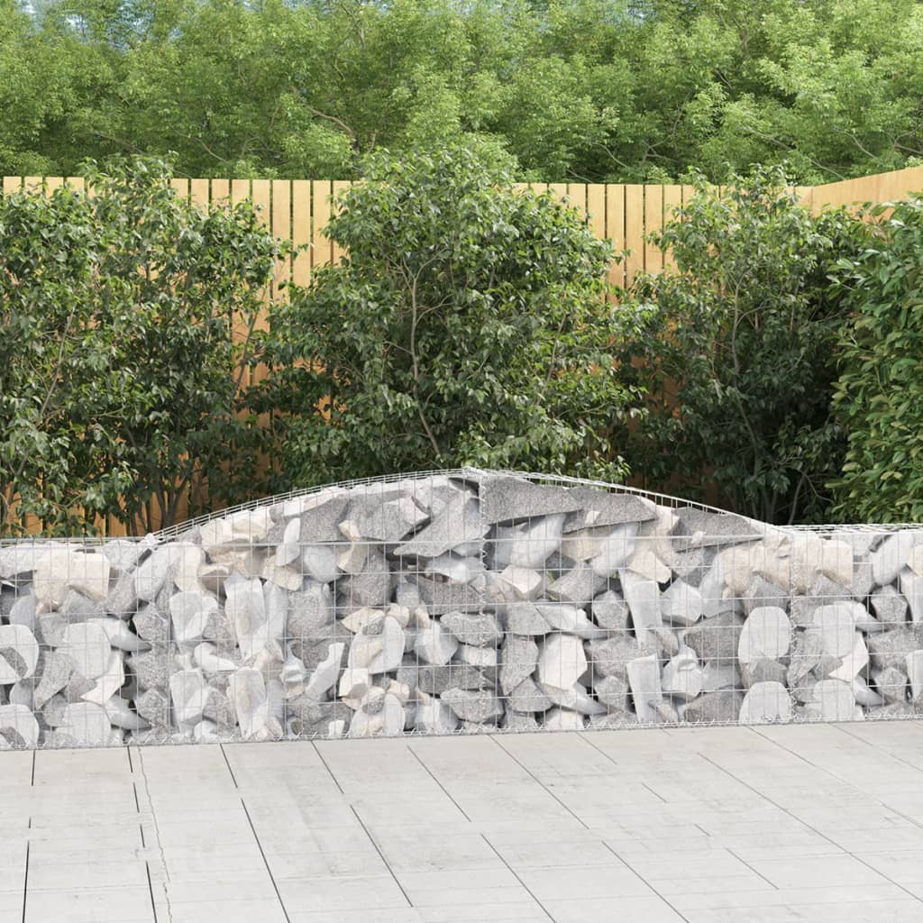 Gabionen mit Hochbogen 20 Stk. 400x30x60/80 cm Verzinktes Eisen