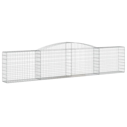 Gabionen mit Hochbogen 4 Stk. 400x30x80/100cm Verzinktes Eisen