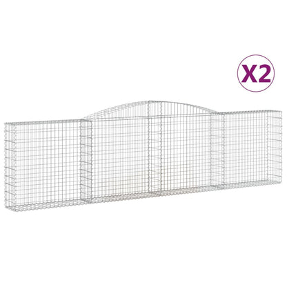 Gabionen mit Hochbogen 2 Stk. 400x30x100/120cm Verzinktes Eisen