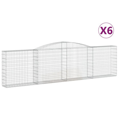Gabionen mit Hochbogen 6 Stk. 400x30x100/120cm Verzinktes Eisen
