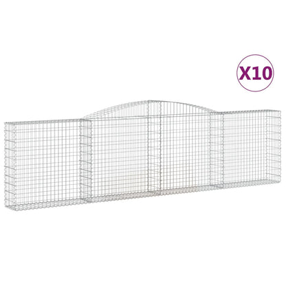 Gabionen mit Hochbogen 10Stk. 400x30x100/120cm Verzinktes Eisen