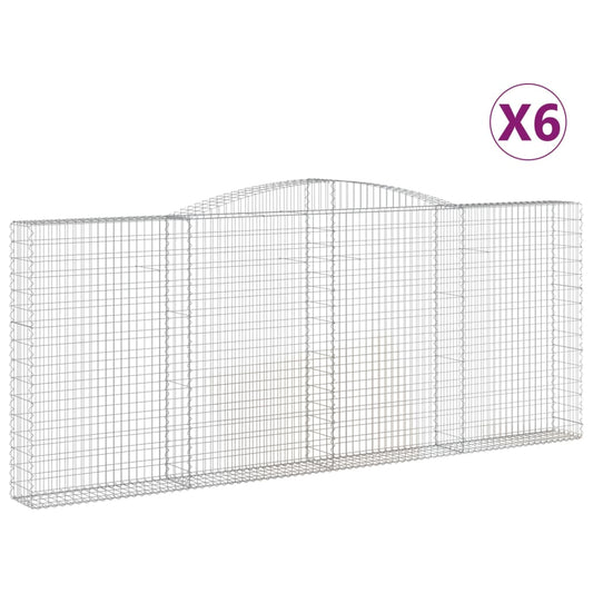 Gabionen mit Hochbogen 6 Stk. 400x30x160/180cm Verzinktes Eisen