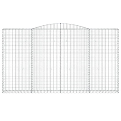 Gabionen mit Hochbogen 15Stk. 400x30x220/240cm Verzinktes Eisen