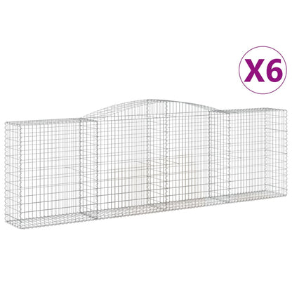 Gabionen mit Hochbogen 6 Stk. 400x50x120/140cm Verzinktes Eisen