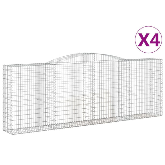 Gabionen mit Hochbogen 4 Stk. 400x50x140/160cm Verzinktes Eisen