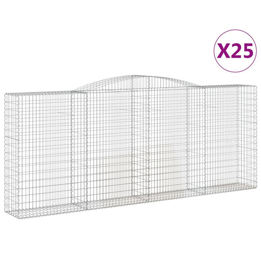 Gabionen mit Hochbogen 25 Stk 400x50x160/180cm Verzinktes Eisen