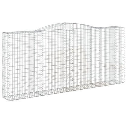 Gabionen mit Hochbogen 10Stk. 400x50x180/200cm Verzinktes Eisen