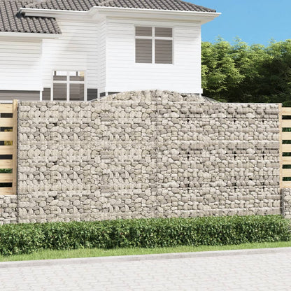 Gabionen mit Hochbogen 4 Stk. 400x50x200/220cm Verzinktes Eisen
