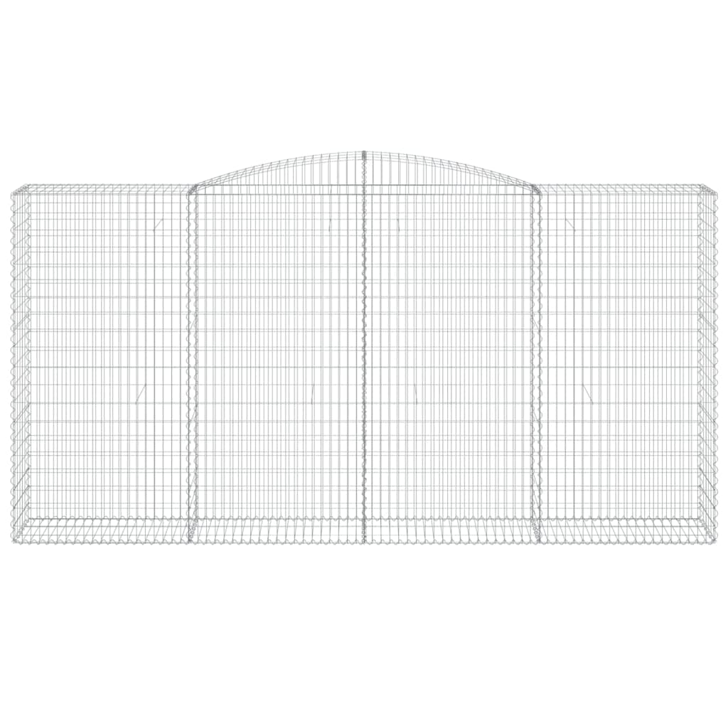 Gabionen mit Hochbogen 15Stk. 400x50x200/220cm Verzinktes Eisen