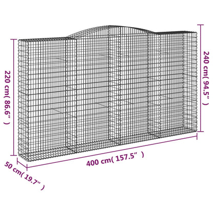 Gabionen mit Hochbogen 4 Stk. 400x50x220/240cm Verzinktes Eisen