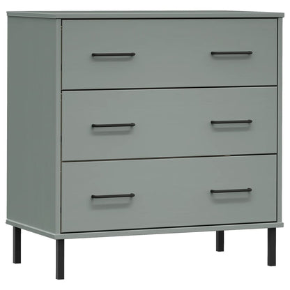 Skænk OSLO med 3 skuffer Grå 77x40x79,5 cm massivt træ