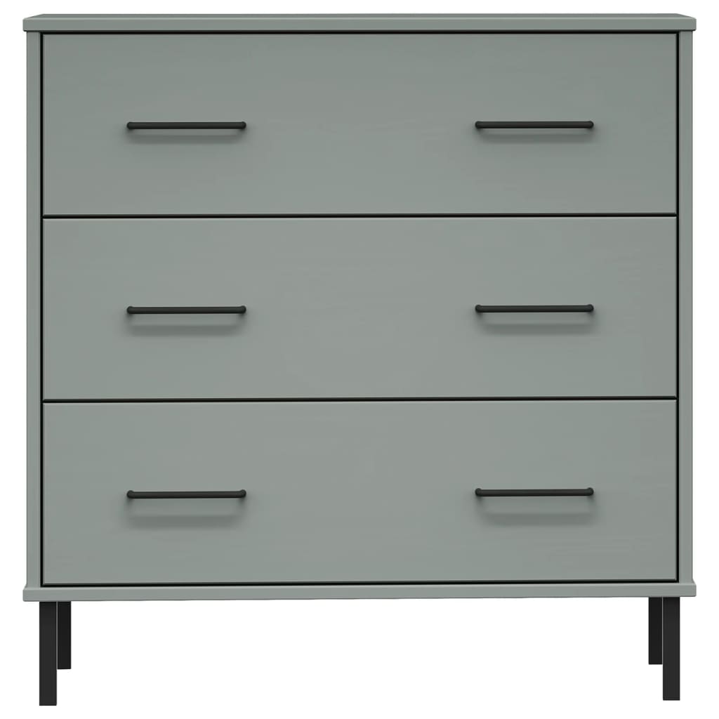 Skænk OSLO med 3 skuffer Grå 77x40x79,5 cm massivt træ