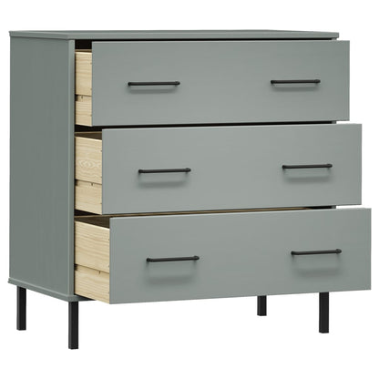Skænk OSLO med 3 skuffer Grå 77x40x79,5 cm massivt træ