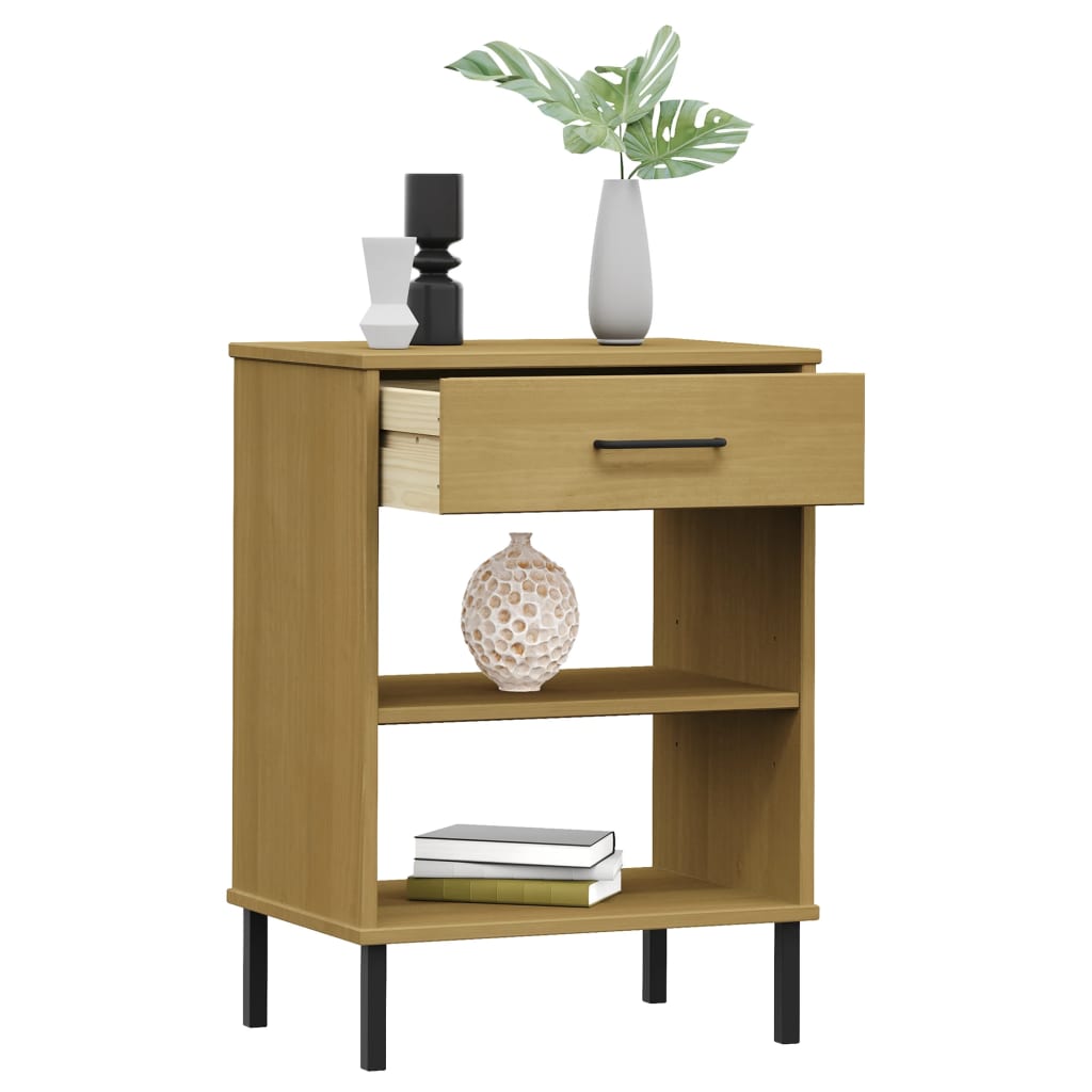 Konsolenschrank OSLO mit Metallbeinen Braun Massivholz Kiefer