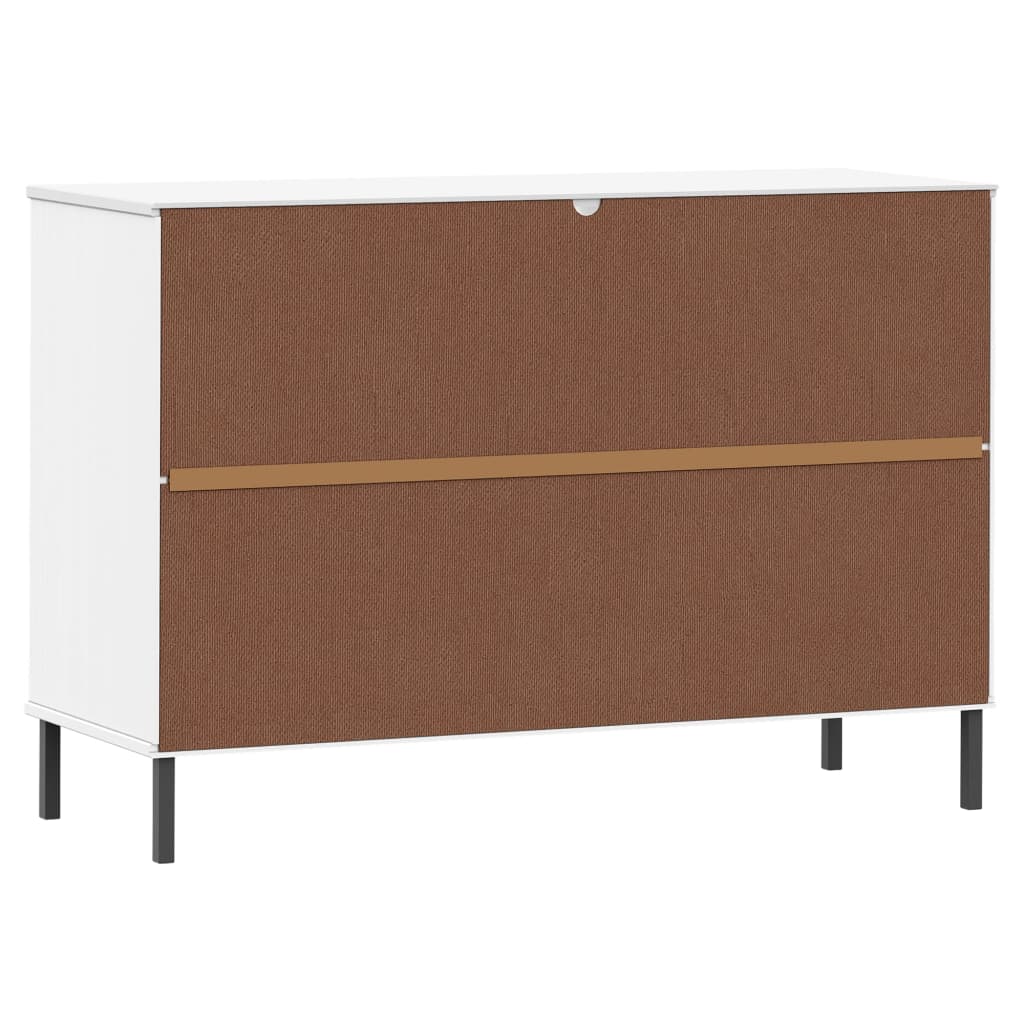 Sideboard OSLO mit Metallbeinen Weiß 113x40x77 cm Massivholz
