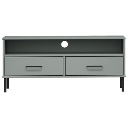 TV-Schrank OSLO mit Metallbeinen Grau Massivholz Kiefer