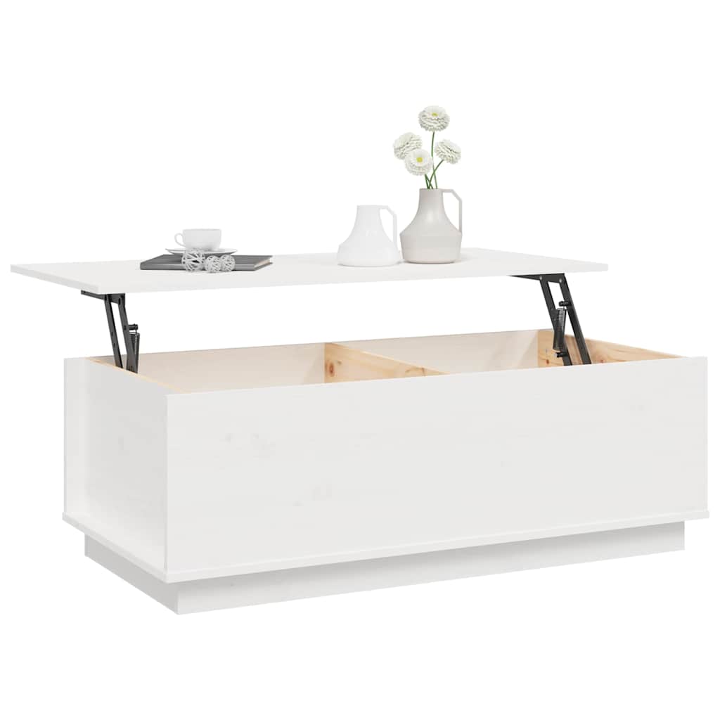 Couchtisch Weiß 100x50x35 cm Massivholz Kiefer
