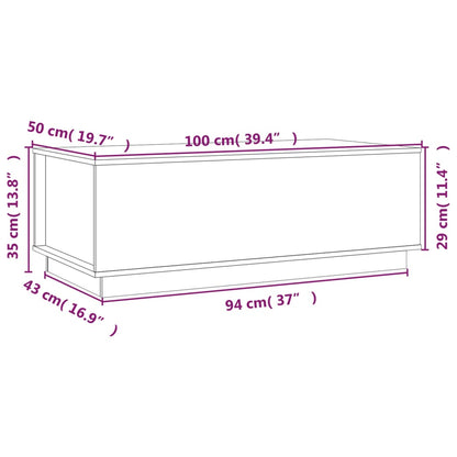 Couchtisch Weiß 100x50x35 cm Massivholz Kiefer