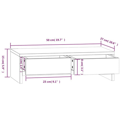 Monitorstativ 50x27x15 cm massivt fyrretræ