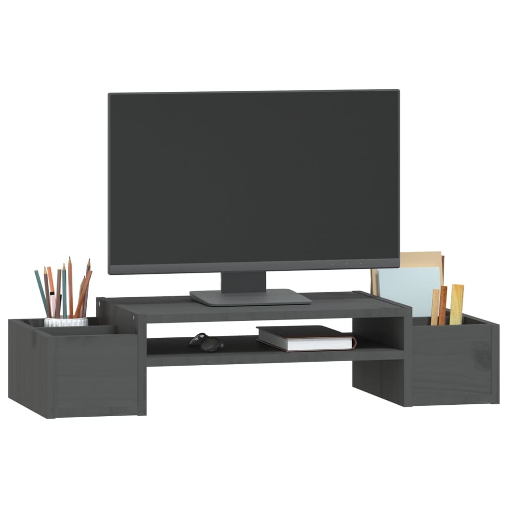 Skærmstativ Grå 70x27,5x15 cm Massiv fyrretræ