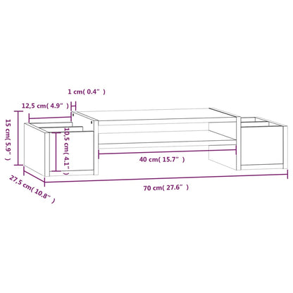 Skærmstativ Grå 70x27,5x15 cm Massiv fyrretræ