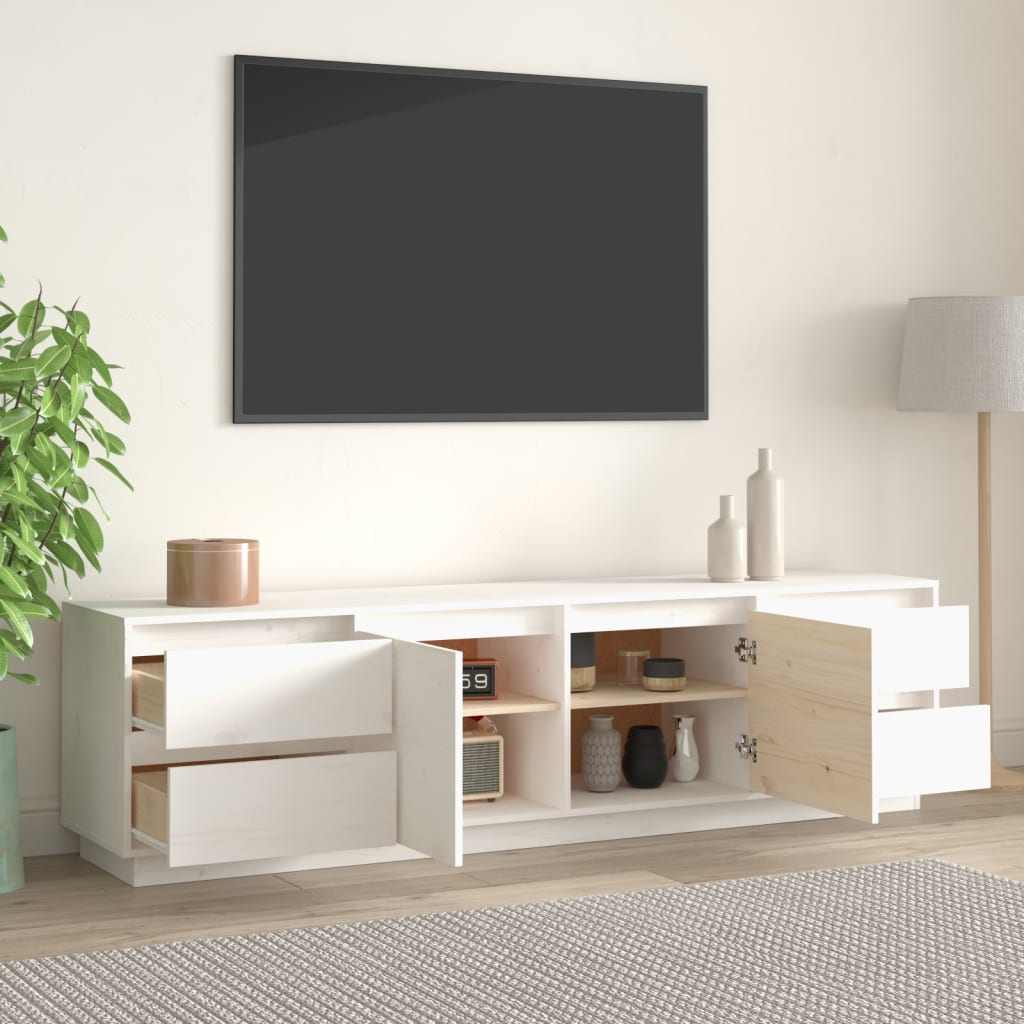 TV-skab Hvid 176x37x47,5 cm Massiv Fyr