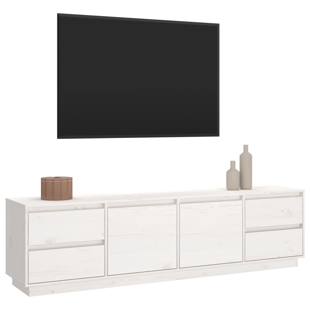 TV-skab Hvid 176x37x47,5 cm Massiv Fyr