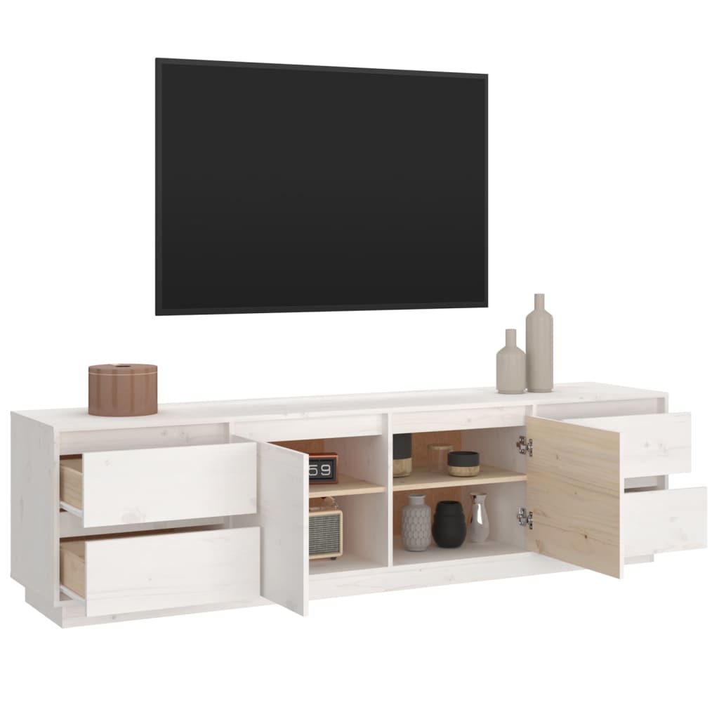 TV-skab Hvid 176x37x47,5 cm Massiv Fyr