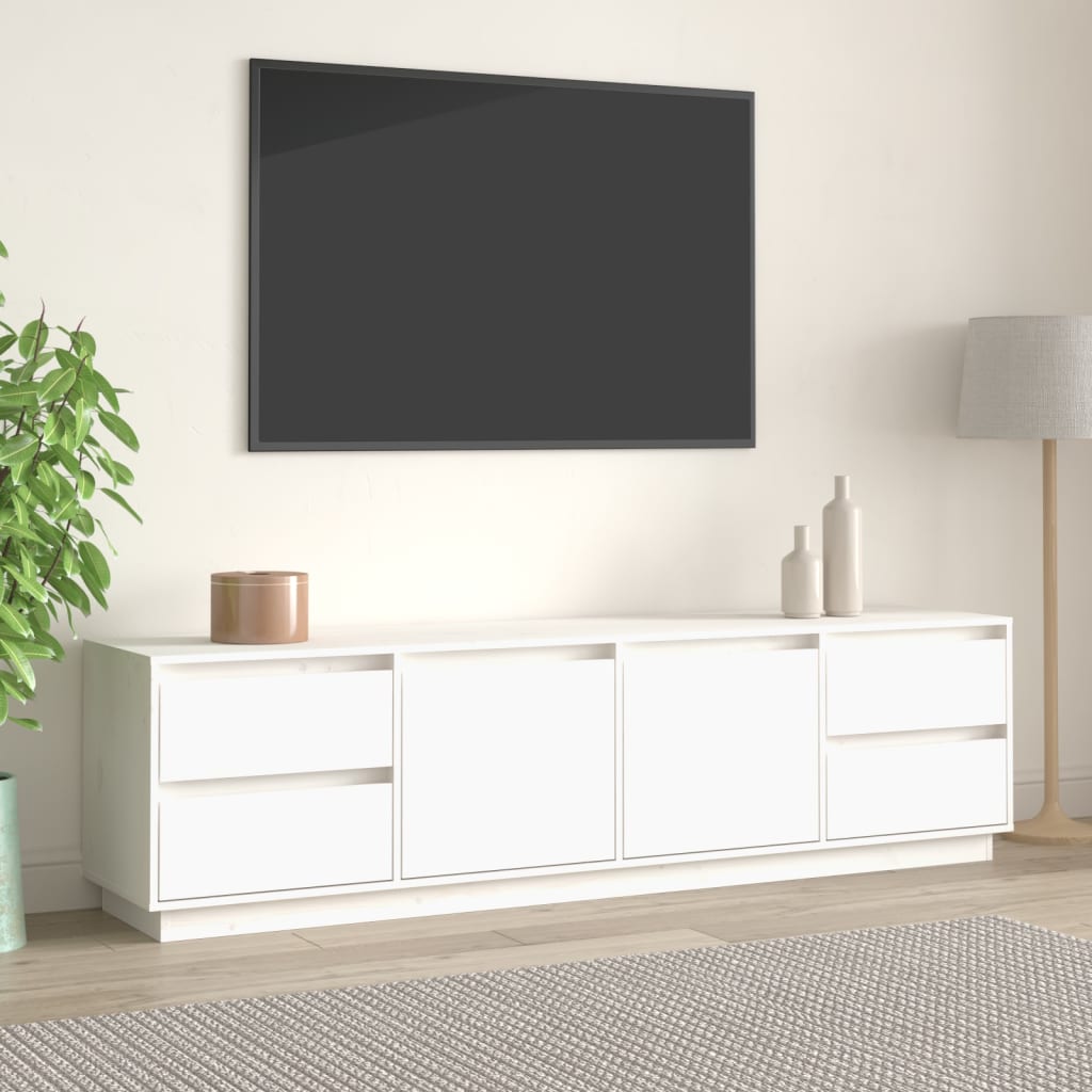 TV-skab Hvid 176x37x47,5 cm Massiv Fyr