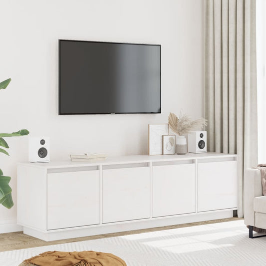 TV-Schrank Weiß 156x37x45 cm Massivholz Kiefer
