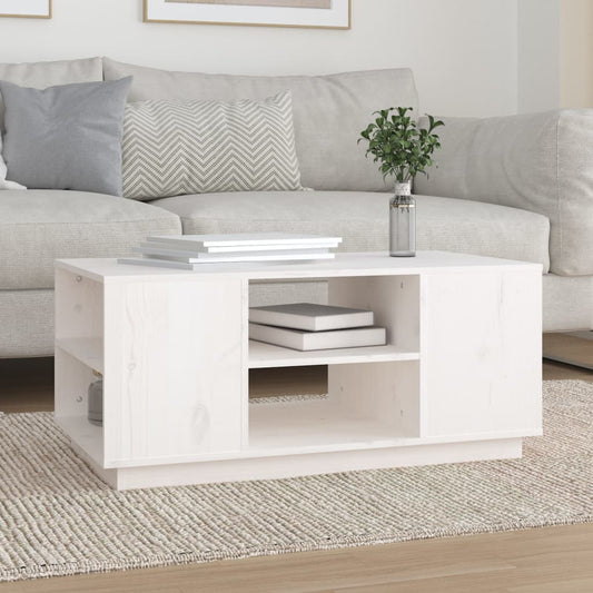 Sofabord Hvid 90x49x40,5 cm Massiv Fyr