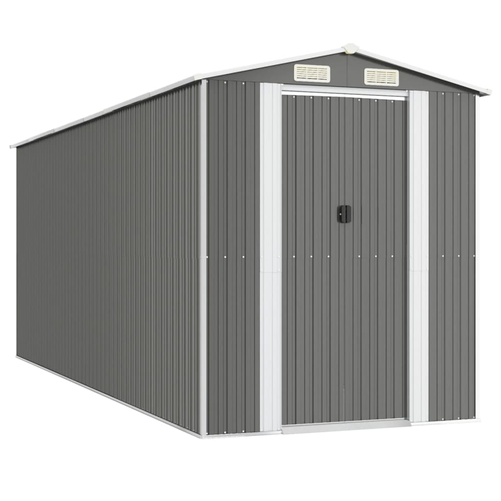 Redskabsskur Lysegrå 192x523x223 cm Galvaniseret Stål