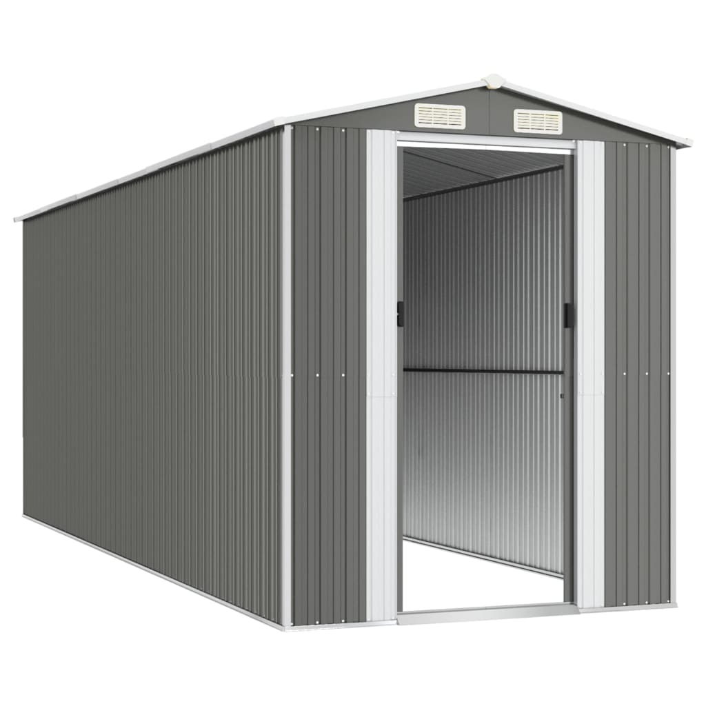 Redskabsskur Lysegrå 192x523x223 cm Galvaniseret Stål