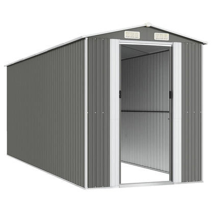Redskabsskur Lysegrå 192x523x223 cm Galvaniseret Stål