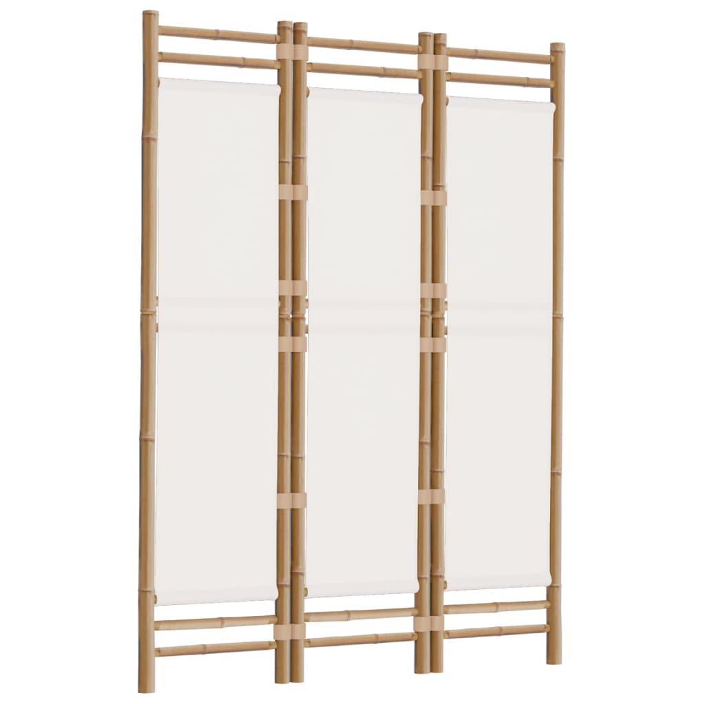 3-delt Foldeskærm 120 cm Bambus og lærred