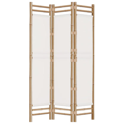 3-delt Foldeskærm 120 cm Bambus og lærred