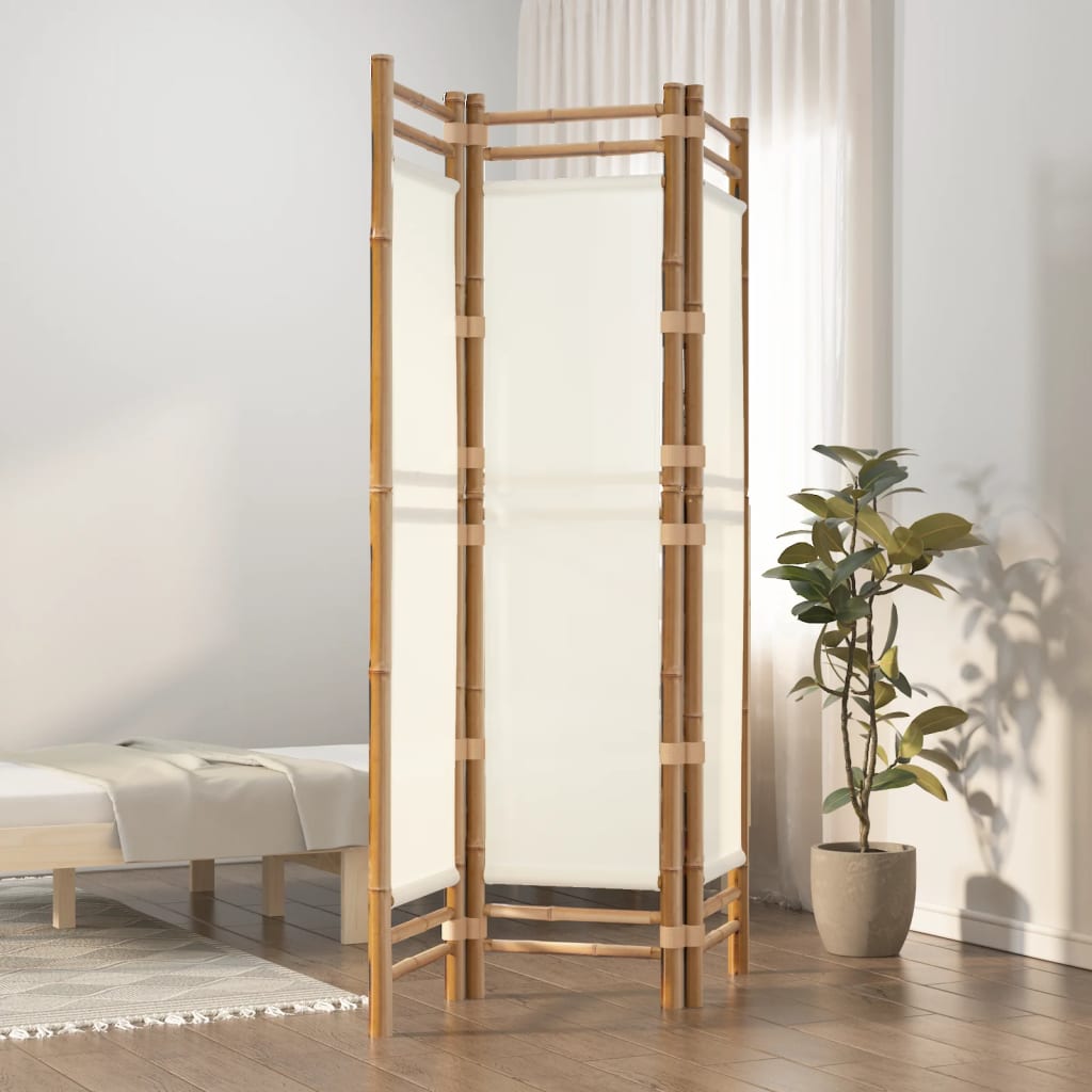 3-delt Foldeskærm 120 cm Bambus og lærred
