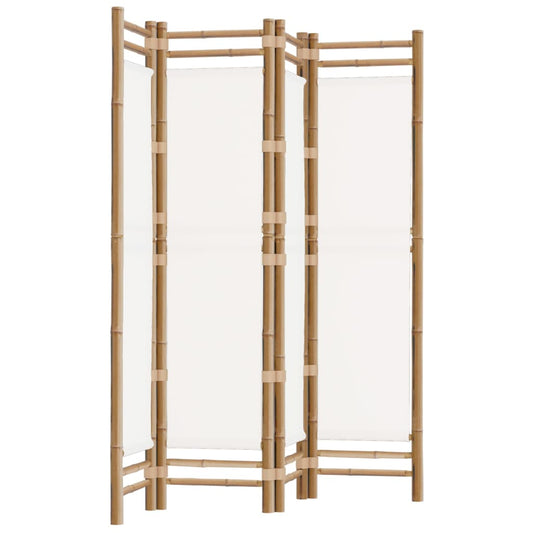 4-delt Foldeskærm 160 cm Bambus og lærred
