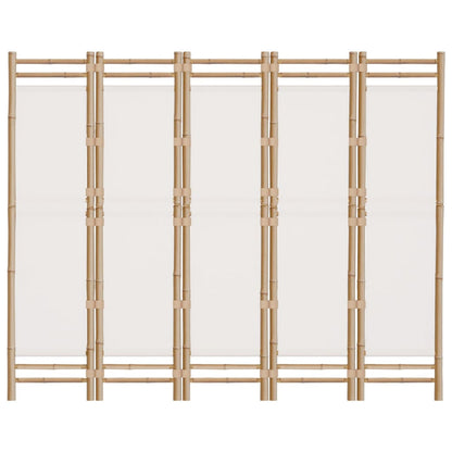 5-tlg. Paravent Faltbar 200 cm Bambus und Canvas