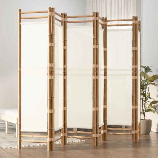 6-delt sæt Foldeskærm 240 cm Bambus og lærred