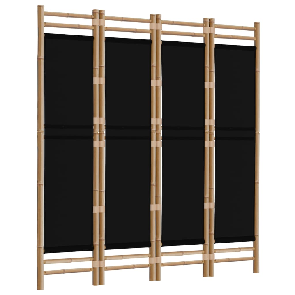 4-delt Foldeskærm 160 cm Bambus og lærred