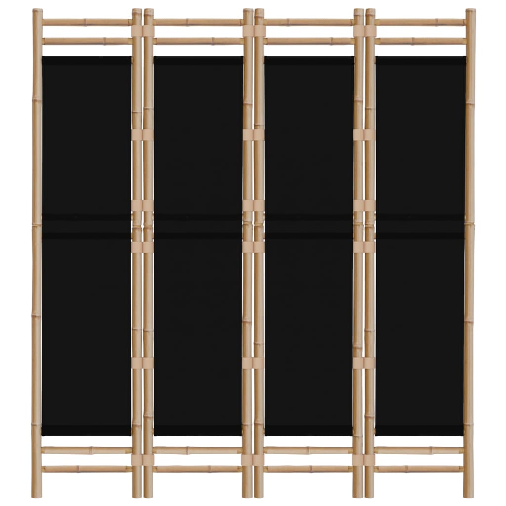 4-delt Foldeskærm 160 cm Bambus og lærred