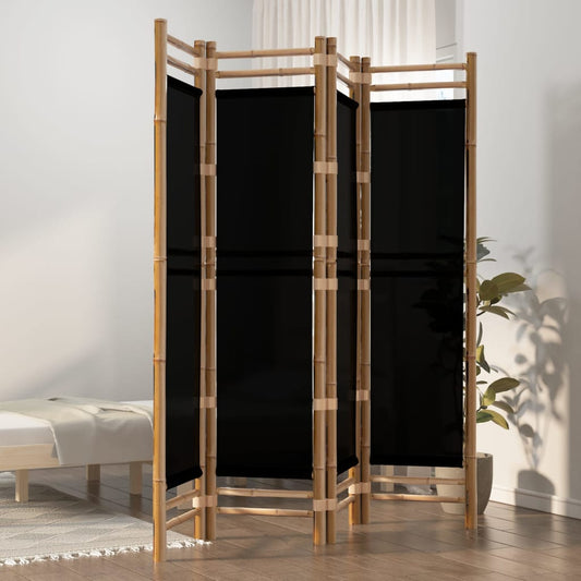 4-delt Foldeskærm 160 cm Bambus og lærred